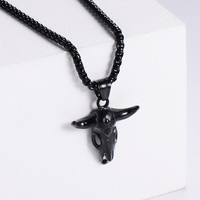 Hiphop Big Rock Punk Pendentif Bijoux En Acier Inoxydable Hommes Creux Chèvre Anime Tête De Taureau Pendentif Corne Pendentif Collier