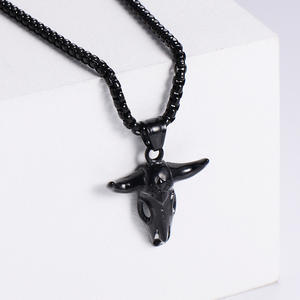 Hiphop Big Rock Punk Pendentif Bijoux En Acier Inoxydable Hommes Creux Chèvre Anime Tête De <span class=keywords><strong>Taureau</strong></span> Pendentif Corne Pendentif Collier - Product Image 3