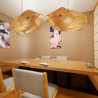 Lampes de lustre en tissage de bambou de style poisson lampe suspendue de restaurant lampes suspendues d'intérieur