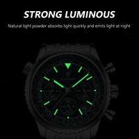 Reloj Poedagar 960 Luminoso a Prueba de Agua para Hombre, Reloj de Cuarzo Cronógrafo de Acero Inoxidable de Lujo para Hombre