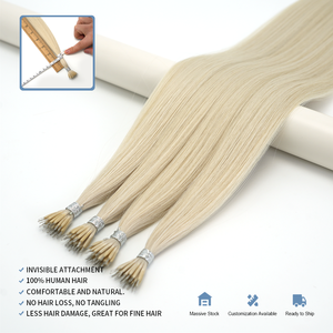Extensiones de Cabello Virgen Premium con Nanobeads, 100% Cabello Humano Real, Grado Ruso, Doble Trama, Punta Sin Costuras, Decoloración, <span class=keywords><strong>Mercado</strong></span> Occidental - Product Image 2