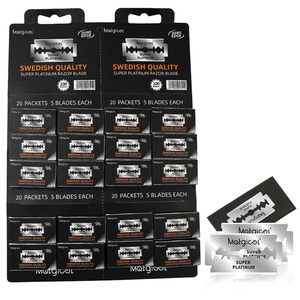 Lames de <span class=keywords><strong>rasoir</strong></span> à double tranchant Matgicol jetables pour hommes et salons de coiffure, 100 pièces, <span class=keywords><strong>prix</strong></span> d'usine en gros, MOQ, soins personnels, OEM - Product Image 1