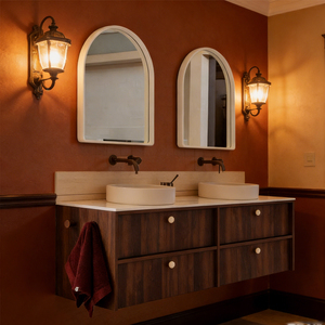 Mueble de Baño Moderno con <span class=keywords><strong>Doble</strong></span> Lavabo y Espejo Arqueado para Hogar, Bar y Vestidor - Product Image 2