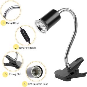 Lucky herp bò sát nhiệt đèn với kẹp, 360 xoay thời gian & mờ UVA UVB nhiệt ánh sáng bóng đèn cho rùa rùa Thằn Lằn - Product Image 6