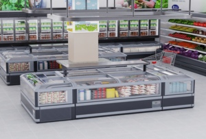 Congelatore a isola per supermercati di grande capacità con ripiano superiore e vetrina scorrevole per esposizione alimenti surgelati - Product Image 3
