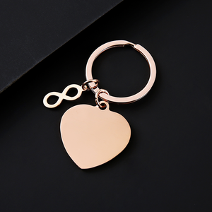 Ywyougang Porte-clés en acier inoxydable 201 avec breloque cœur et symbole infini, personnalisable par gravure, anneau en fer, multicolore pour couples - Product Image 4