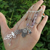 Pendientes de Cuarzo de Cristal Natural PARA LA Oreja, Pendiente sin Piercing, Colgante de Piedra Preciosa, Pendientes Góticos de Bruja, Joyería de Oreja de Elfo de Hada