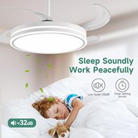 Ventilateurs de plafond rétractables avec éclairage et télécommande, économie d'énergie, fonction de mémoire, réglage de la minuterie, ultra silencieux, pales invisibles