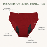 Culottes menstruelles sans couture en nylon à taille haute pour femmes, culottes absorbantes anti-fuites avec gousset, sous-vêtements menstruels XS-4XL certifiés OEKO-TEX