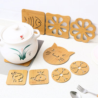 Set de table en bambou créatif et adorable avec dessin animé, tapis antidérapant et sous-verre en bambou
