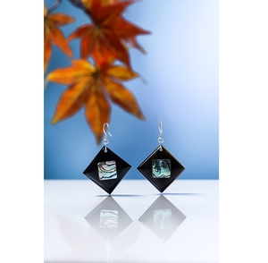 Minh Giang Craft Handcrafted Natural Buffalo Horn Stud Earrings with Iridescent Genuine <b>Abalone</b> <b>Shell</b> Inlay for Women - Product Image 1