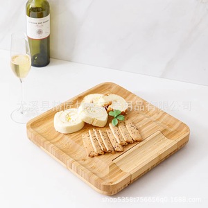 Bamboo <b>Cheese</b> Board <b>Set</b> With <b>Knives</b> And Serving Tray For Home Use - Product Image 4