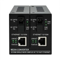 Convertisseur de média fibre optique 10/100/1000Base-TX 1000Base-FX SC Monofibre SM avec unité d'alimentation stable pour CCTV