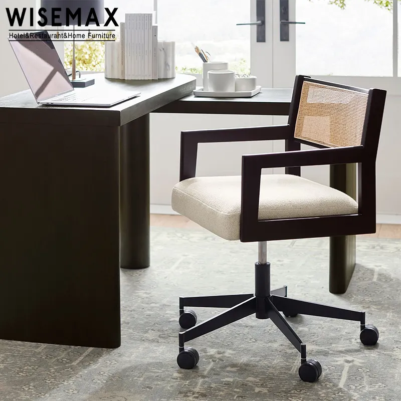 WISEMAX furnitur rumah desain Modern furnitur kantor kursi kantor putar berlapis kain rotan kayu padat