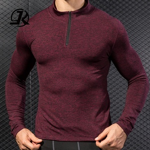Nhanh Chóng Giao Dịch 1/4 Zip Áo Thun Golf Nhanh Chóng Uick Khô Phòng Tập Thể Dục 14 Quý Zip Ngón Tay Cái Tay Áo Người Đàn Ông Hàng Đầu Tập Thể Dục Quý Áo Phông - Product Image 5
