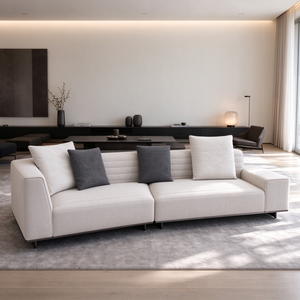 Sofá Modular Acanalado en Forma de U de 2 Plazas con Reposabrazos, Cojín Trasero Suelto y Base Metálica para Sala de Estar Moderna, Hotel o Villa - Product Image 3
