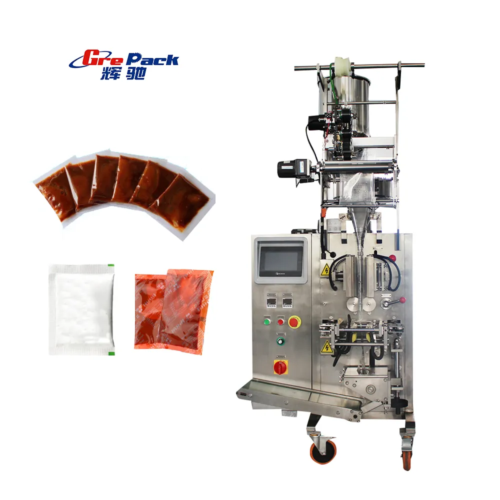 High Speed 3 Side Seal Sachet Chilli Sauce Red Oil Packing Machine