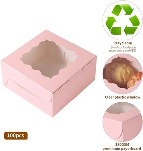 Cajas para Pasteles Pequeños Rosas con Ventana, Mini Tartas para Postres, Fresas, Chocolates, Cupcakes - Product Image 6