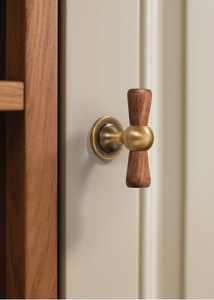 <b>Copper</b> Buff Wood Pull Handle for Antique-Style Cabinet Doors and Drawers Easy Installation Kitchen Use - Product Image 3