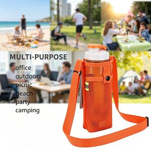 Sangle de transport personnalisée en maille pour bouteille d'eau, légère (100g), portable, réglable, pour camping, extérieur, été, multi-usages - Product Image 4