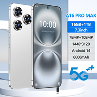Nouveauté 2024 - Téléphone robuste I16 Pro Max 5G 7,3 pouces 16 Go + 1 To, appareil photo arrière 108 MP, LED, CDMA, LTE, Android 14, 120 Hz, 7000 mAh