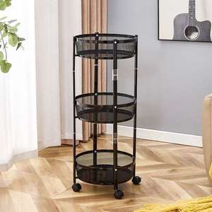 Carrito de almacenamiento de cocina de 3 capas de Metal de fábrica, estante de almacenamiento multifuncional plegable, carrito de almacenamiento de frutas y verduras <span class=keywords><strong>con</strong></span> <span class=keywords><strong>ruedas</strong></span> - Product Image 3