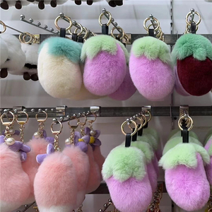 <span class=keywords><strong>Porte</strong></span>-<span class=keywords><strong>clés</strong></span> en <span class=keywords><strong>fourrure</strong></span> pelucheuse avec <span class=keywords><strong>pompon</strong></span> pour fille - Product Image 4