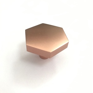 Modern Sharp Six-angle furniture <strong>cabinet</strong> drawer hexagon pull handles <strong>knob</strong> with Brush Brass <strong>gold</strong> and rose <strong>gold</strong> color - Product Image 1