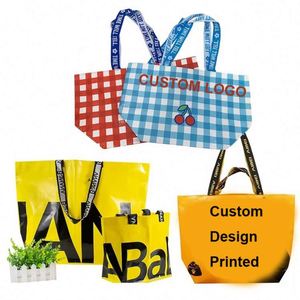 Bolsa de Compras Promocional de Polipropileno Laminado, Reutilizable, con Diseño Personalizado, Impresión a Todo Color, Logotipo Extra Grande - Product Image 1