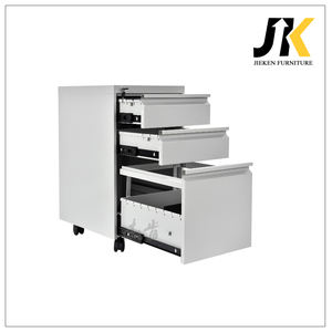 خزانة متحركة حديثة بثلاثة أدراج، خزانة ملفات مكتبية معدنية ملونة مع عجلات للاستخدام بجانب المكتب - Product Image 1