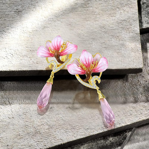 Orecchini Pendenti Floreali Rosa per Donne, Stile Pittura a Olio, Gioielli di Moda - Product Image 5