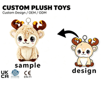 Porte-clés personnalisé en peluche cerf, jouet doux en peluche pour accessoire de sac, cadeau pour enfants