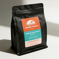 Sacs à café personnalisés imprimés à fond plat avec valve et fermeture éclair, 8oz, 12oz, 16oz, 5lb, 100g, 250g, 500g, 1kg, 100% recyclables