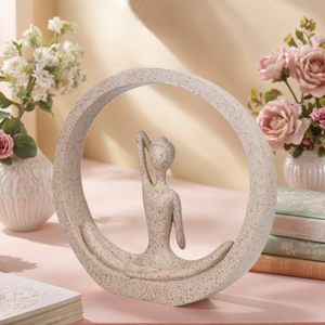 Statue de femme en yoga en grès, sculpture zen moderne, figurine de yoga pour la méditation, décoration de maison, bureau, bibliothèque, cadeaux abstraits - Product Image 4