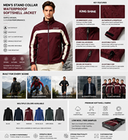 Veste d'équipe haut de gamme à col montant, uniformes par sublimation, veste softshell pour homme, coupe-vent classique à rayures en polyester pour homme
