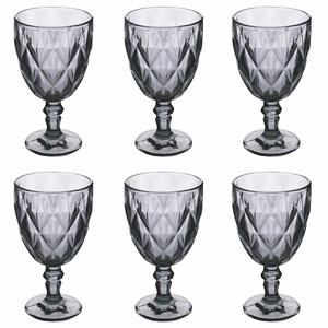 SET ELIZABETH 6 CALICI DA VINO 340ML GRIGIO - Product Image 1