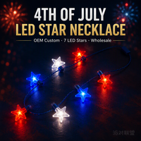Collier lumineux LED étoile du 4 juillet en gros, 7 LED, pour la fête de l'Indépendance, cadeau de fête patriotique USA