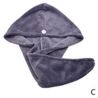 Topi Pengering Rambut Serat Mikro, Topi Handuk Turban Mandi Cepat Kering dengan Kancing