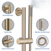 Luxe Or Brossé Mitigeur Céramique Valve Noyau Jet Mur Système Dissimulé En Laiton Moderne Salle De Bains Douche Robinet Ensemble Complet