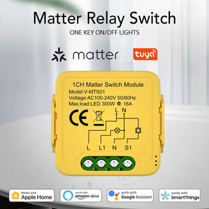 Mini Módulo de interruptor de pared inteligente de 2 canales, controlador de relé de materia Compatible con <span class=keywords><strong>Homekit</strong></span> SmartThings Siri Alexa 10A Max. Current - Product Image 2