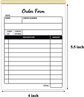 Libro de Facturas Autocopiativas de Dos Partes, Formularios de Pedidos, Libro de Facturas de Venta Autocopiativas, Adecuado para Pequeñas Empresas.