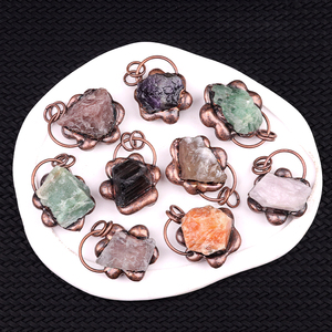 Oferta Imperdível: Pingente de Pedra Irregular em Formato de Girassol de Cobre Vintage com Ágata Multicolorida para Fabricação de Joias e Presentes - Product Image 3