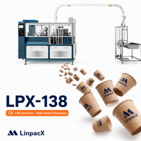 Macchina formatrice di bicchieri di carta semiautomatica LinpacX LPX-138 Sini, usata, manuale, per la produzione di bicchieri di carta, in vendita.
