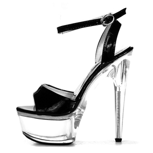 Zapatos Blancos de Tacón Alto de 15 cm <span class=keywords><strong>con</strong></span> Plataforma Transparente de Cristal para Pole Dance y Strip Dance, Sandalias de Verano <span class=keywords><strong>con</strong></span> Hebilla y Punta Abierta, Tallas Grandes - Product Image 2