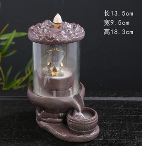 Quemador de incienso de cerámica de arena púrpura con cubierta acrílica de mono fumador de 13.5*9.5*18.3cm, diseño <span class=keywords><strong>Regreso</strong></span> del Rey Mono - Product Image 5
