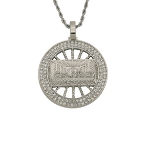 Venta Directa de Fábrica, Collar con Colgante de la Última Cena, Cadena de Acero Inoxidable con Cuentas de Circonio Chapadas en Oro - Product Image 3