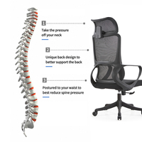 Chaise de bureau ergonomique contemporaine en maille, dossier ouvert, siège pivotant, hauteur réglable, accoudoirs 3D en PU, appuie-tête réglable pour la maison