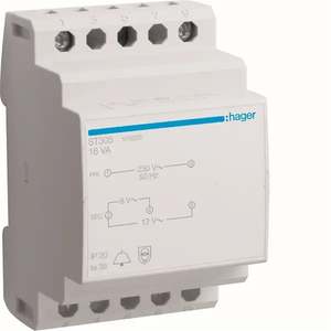 ST305 Personalizzabile con Trasformatore Hagers Bell 230V - 8 - 12V AC 16VA 3 Moduli DIN - Product Image 1