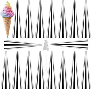 Moules à <span class=keywords><strong>corne</strong></span> crème Cônes de cuisson en acier inoxydable de grande taille Formes à <span class=keywords><strong>corne</strong></span> coniques Moules à cônes de croissant à pâtisserie danoise - Product Image 1
