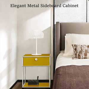 <strong>Yellow</strong> <strong>Bedside</strong> <strong>Table</strong>, Metal Stainless Steel Modular Furniture Storage Cabinet, Eco-friendly Cabinet, Customizable - Product Image 3